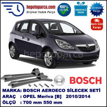 OPEL Meriva [B] 04.2010-..., 700 / 550 mm. BOSCH AEROECO Aparatlı Muz Silecek