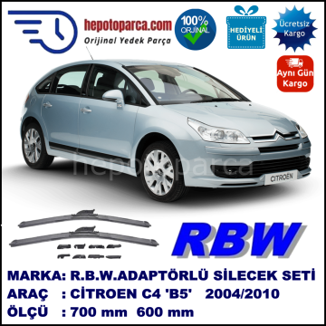 CITROEN C4 [B5] 11.2004-08.2010, 700 / 600 mm.  RBW  ADAPTÖRLÜ MUZ SİLECEK SETİ