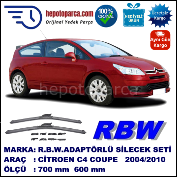 CITROEN C4 Coupé [B5] 11.2004-07.2010, 700 / 600 mm.  RBW  ADAPTÖRLÜ MUZ SİLECEK SETİ