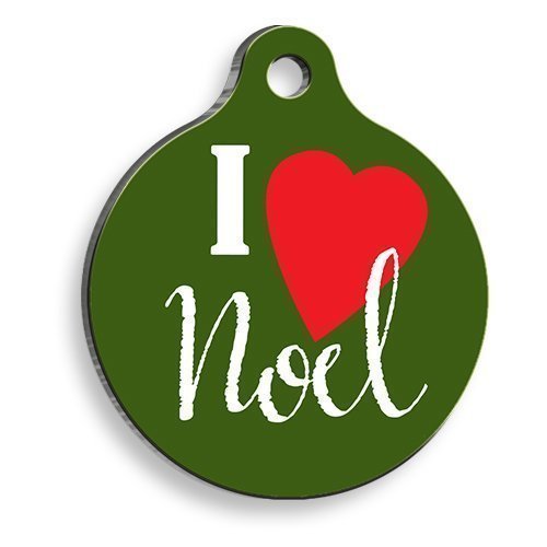 Christmas Serisi Green I Love Noel Yuvarlak Kedi ve Köpek Künyesi