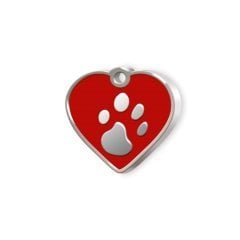 Kalp Şeklinde Mineli Küçük Kedi Köpek Künyesi Kırmızı