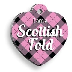 Scottish Fold Ekoseli Kalp Şekilli Kedi Künyesi