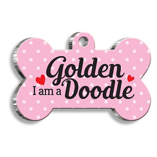 Goldendoodle Pembe Kemik Şekilli Köpek Künyesi