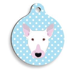 Mavi Puantiyeli Bull Terrier Yuvarlak Köpek Künyesi