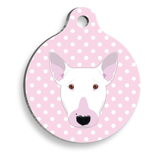 Pembe Puantiyeli Bull Terrier Yuvarlak Köpek Künyesi