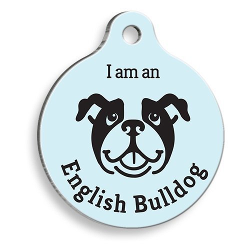 Mavi English Bulldog Yuvarlak Köpek Künyesi