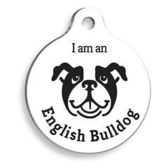 Beyaz English Bulldog Yuvarlak Köpek Künyesi