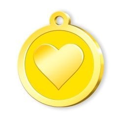 Altın Kaplama Kalp Künye - Sarı