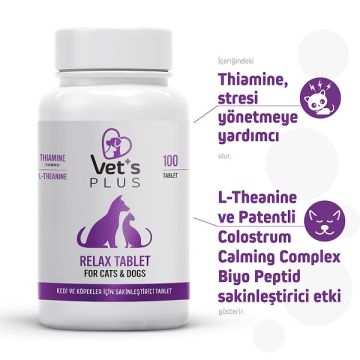 Vet's Plus Relax Kedi ve Köpekler için Sakinleştirici Tablet (100'lü)