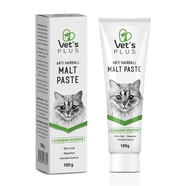 Vet's Plus Anti-Hairball Sağlıklı Tüyler için Malt Kedi Macunu 100gr