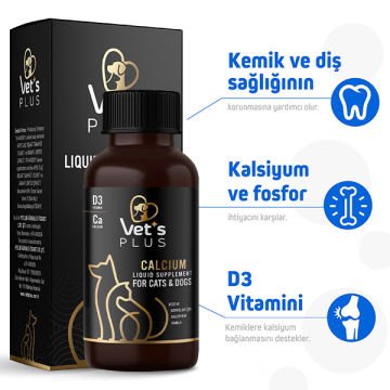 Vet's Plus Calcium Kedi ve Köpekler için Sıvı Kalsiyum Damla 100ml