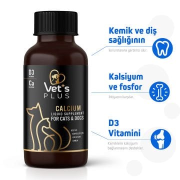 Vet's Plus Calcium Kedi ve Köpekler için Sıvı Kalsiyum Damla 100ml