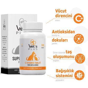 Vet's Plus C Vitamin Kedi ve Köpekler için Vitamin Tablet (100'lü)