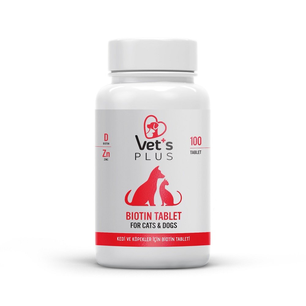 Vet's Plus Kedi ve Köpek için Tüy Sağlığı Güçlendirici Biyotin Tablet (100'lü)