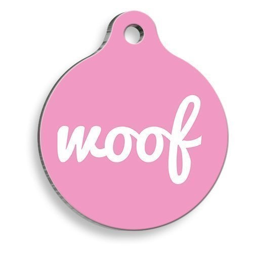 Pembe Woof Yuvarlak Köpek Künyesi