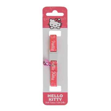 Hello Kitty Pembe Beyaz Desenli Güvenlik Kilitli Ayarlanabilir Yumuşak Doku Kedi Boyun Tasması 22-30 cm