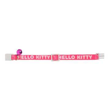 Hello Kitty Fuşya Beyaz Desenli Güvenlik Kilitli Ayarlanabilir Yumuşak Doku Kedi Boyun Tasması 22-30 cm