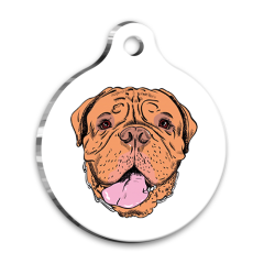 İllüstrasyon French Mastiff Yuvarlak Köpek Künyesi