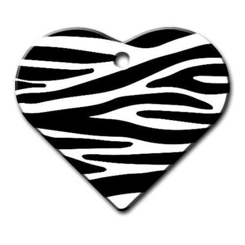 Zebra Desenli Geniş Kalp Kedi Köpek Künyesi