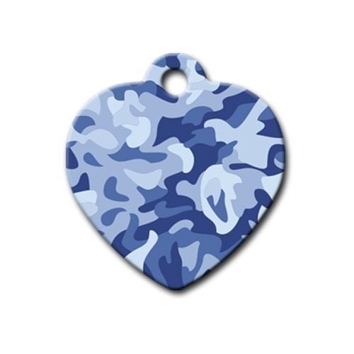 Mavi Kamuflaj Desenli Kalp Kedi Köpek Künyesi
