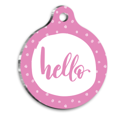 Pembe Hello Pet Tag