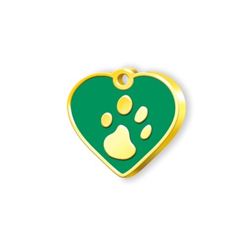 Altın Kaplama Kalp Şekilli Küçük Köpek ve Kedi Künyesi (Yeşil)