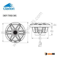 Clarion CMSP-771RGB-SWG 7,7 inç (196 mm) Premium RGB LED Marine Hoparlör