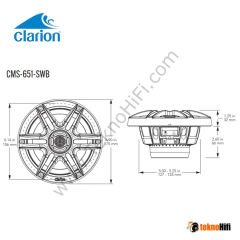 Clarion CMS-651RGB-SWB 6.5-inch (165 mm)  RGB LED Marine Hoparlör
