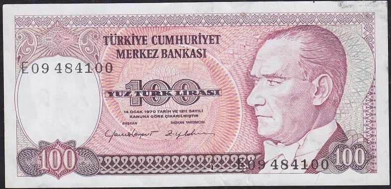 7.Emisyon 2.Tertip 100 Lira E09 484100 Temiz