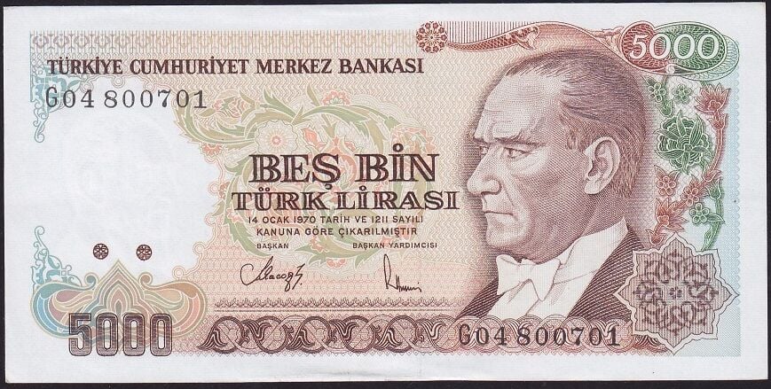 7.Emisyon 4.Tertip 5000 Lira G04 800701 Çilaltı Çil