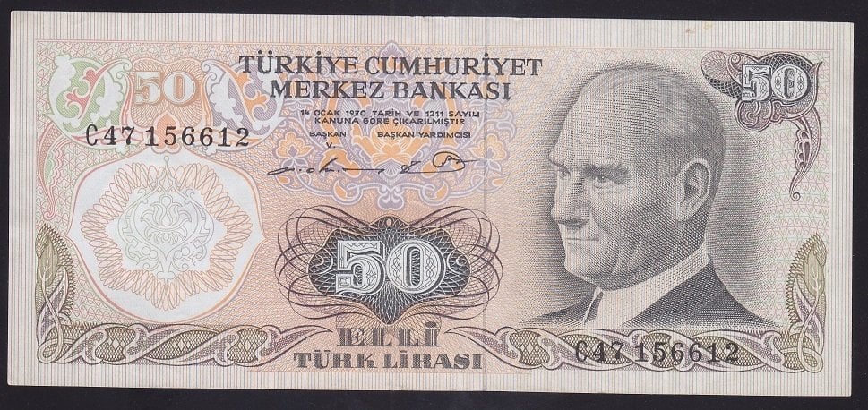 6.EMİSYON 1.TERTİP 50 LİRA C47 156612 ÇİLALTI