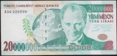 7.Emisyon 20 000 000 Lira A56 228799 Çok Çok Temiz