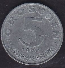 Avusturya 5 Groschen 1968 Çinko