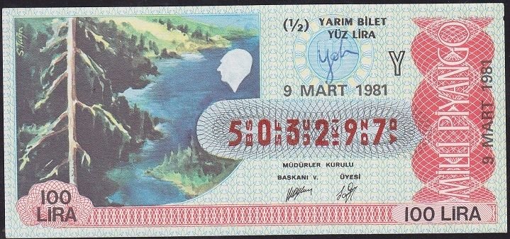 1981 9 Mart Yarım Bilet - Y Serisi