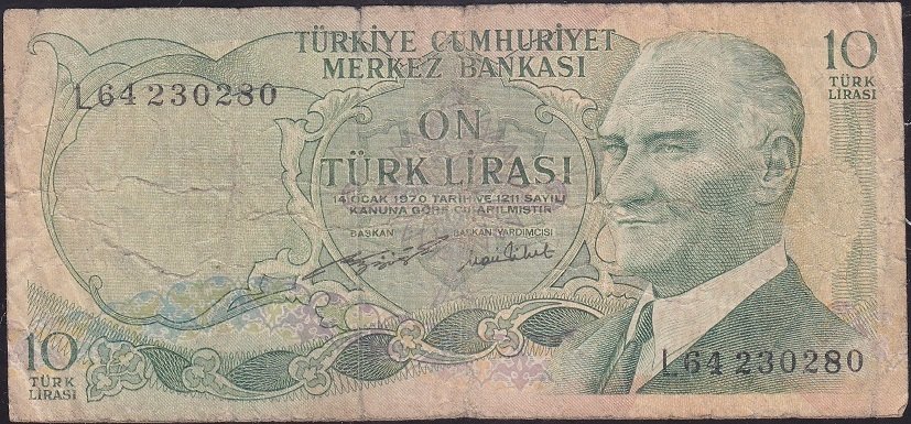 6.Emisyon 2.Tertip 10 Lira L64 230280 Temiz