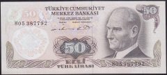 6.EMİSYON 1.TERTİP 50 LİRA H05 387792 ÇÇT +