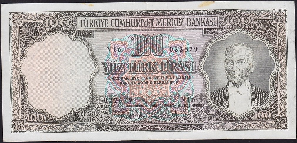 5.Emisyon 3.Tertip 100 Lira N16 022679 Çok Temiz + ( kabartmaları çok güzel )