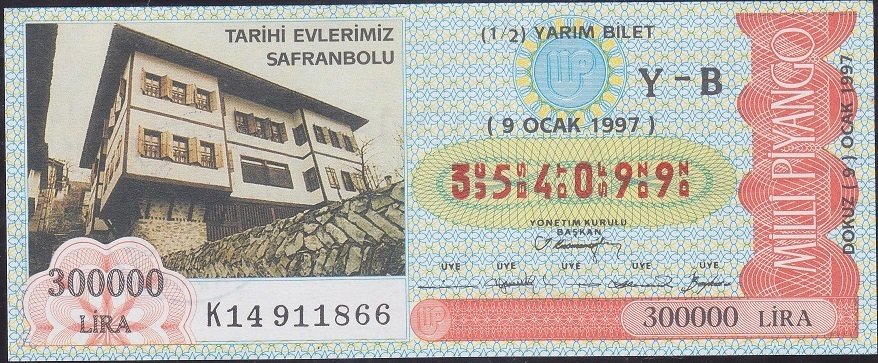 1997 9 Ocak Yarım Bilet - Y-B Serisi