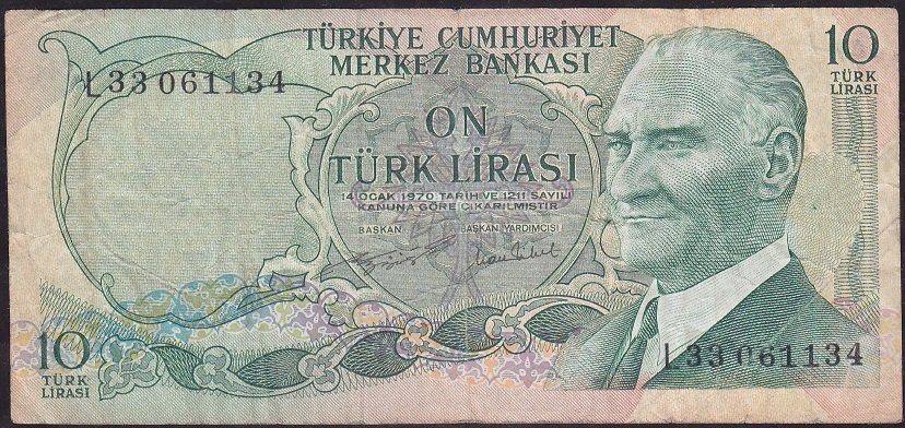 6.Emisyon 2.Tertip 10 Lira L33 061134 Çok Temiz