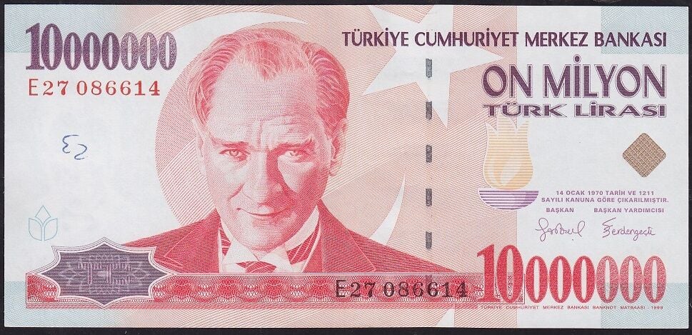 7.Emisyon 10 000 000 Lira E27 086614 Ççt Çilaltı