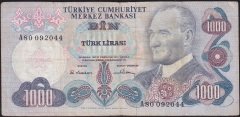 6.Emisyon 1.Tertip 1000 Lira A80 092044 Çok Temiz