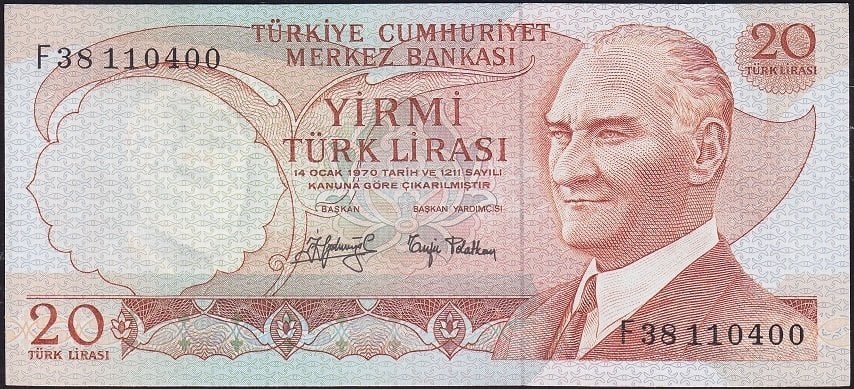 6.Emisyon 3.Tertip 20 Lira F38 110400 Çilaltı