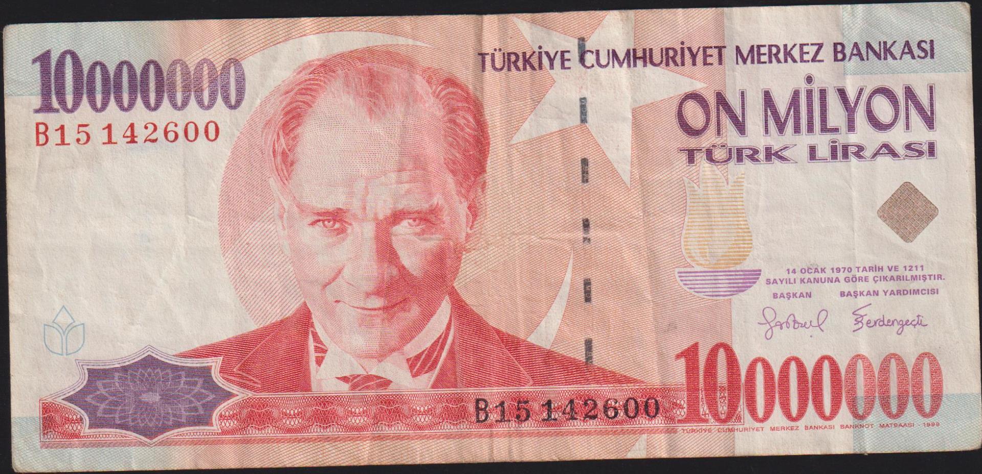 7.Emisyon 10 000 000 Lira B15 142600 Çok Temiz