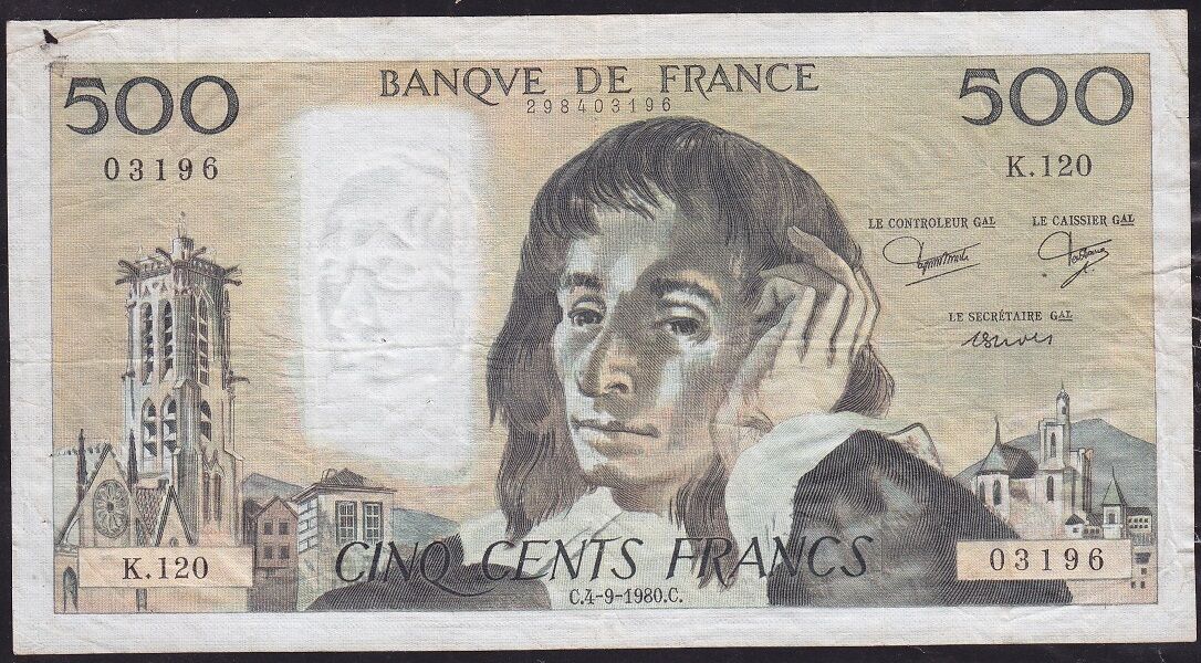 Fransa 500 frank 1980 Temiz - Çok Temiz