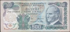 6.Emisyon 2.Tertip 500 Lira J80 175803 Çok Temiz+