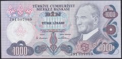 6.EMİSYON 1.TERTİP 1000 LİRA Z91 007089 ÇÇT ÇİLALTI