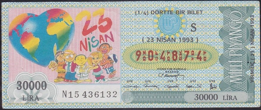 1993 23 Nisan Çeyrek Bilet - S Serisi