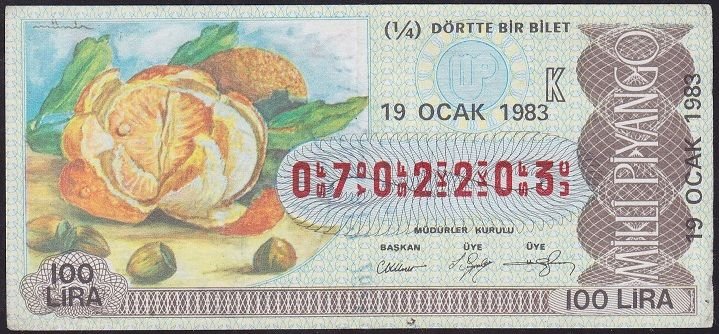 1983 19 Ocak Çeyrek Bilet - K Serisi