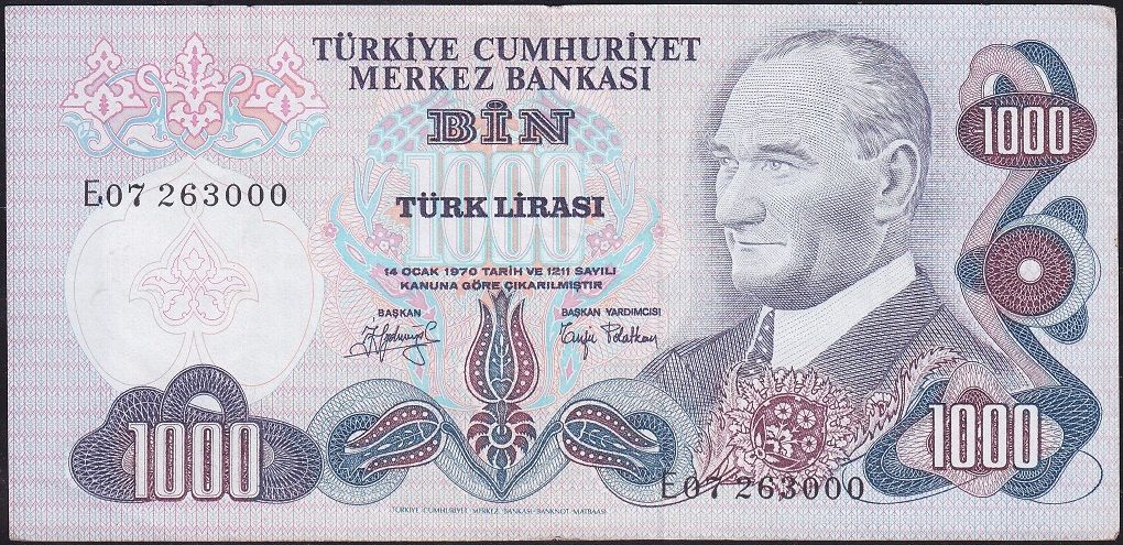 6.Emisyon 2.Tertip 1000 Lira E07 263000 Ççt Çilaltı