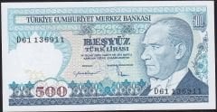 7.Emisyon 2.Tertip 500 Lira D61 136911 Çil